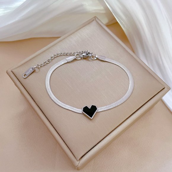 3/$35 Heart Shape Titanium Stainless Steel Silver Tone Love Bracelet Gift - Picture 4 of 5
